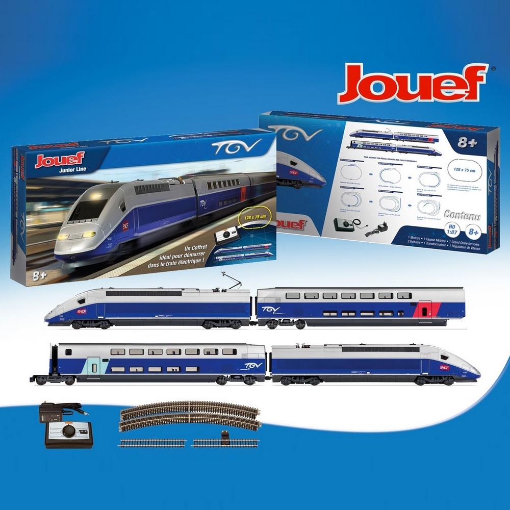 TGV Duplex Gris Bleu Ep VI-HO 1/87-JOUEF HJ1061 Coffret de démarrage SNCF 