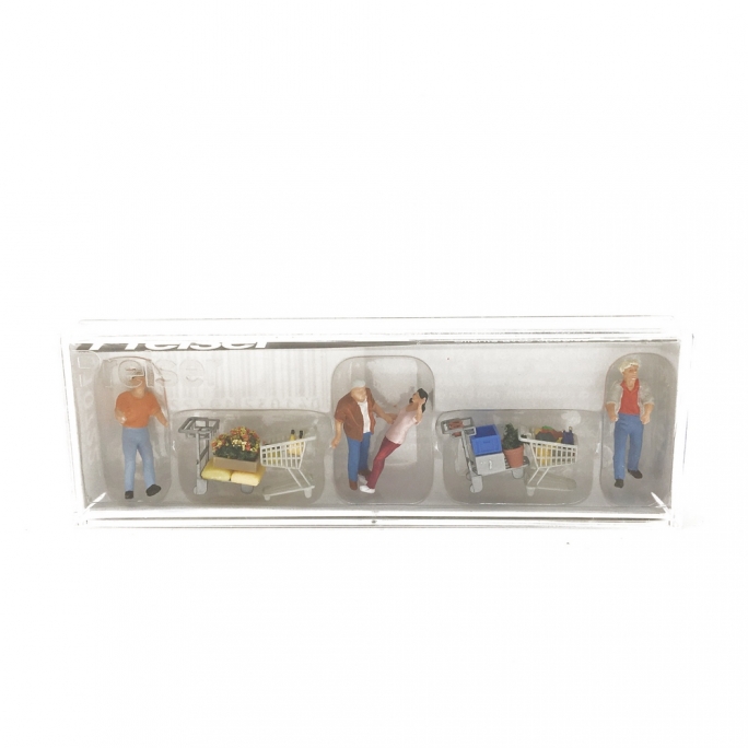4 personnages + caddies - HO 1/87 - PREISER 10722