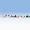 Set de 4 figurines + accessoires thème Camping-HO 1/87-NOCH 16201