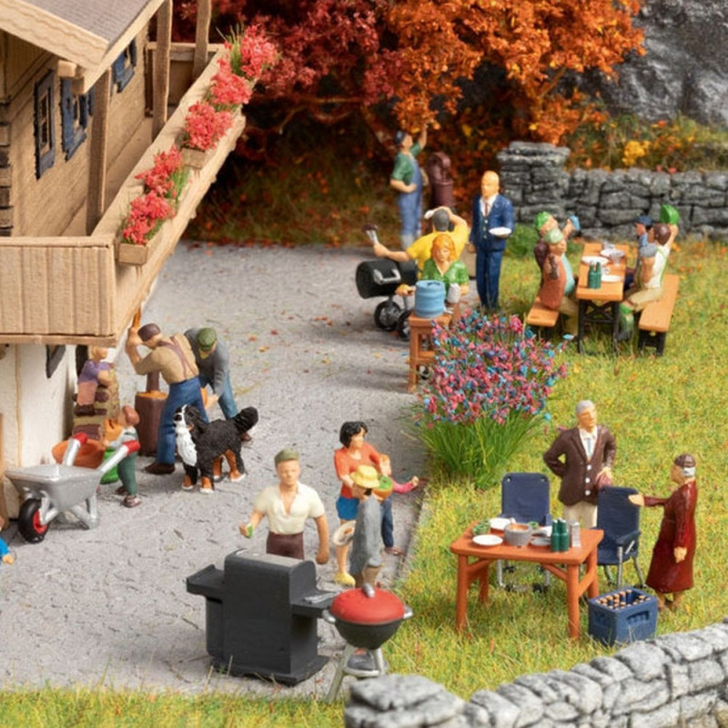 Set de 5 figurines + accessoires thème Barbecue-HO 1/87-NOCH 16200