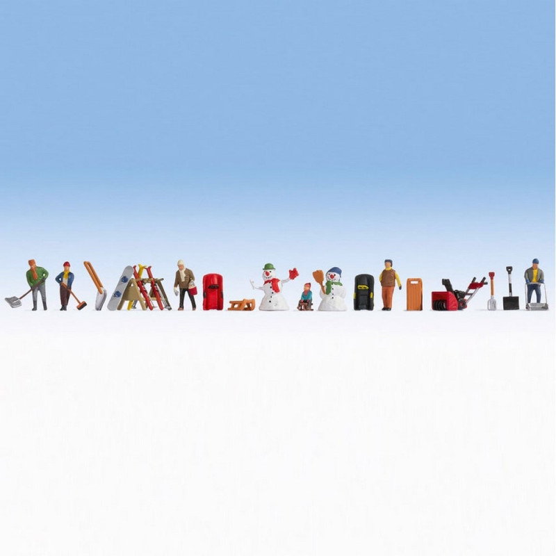 Set de 6 figurines + accessoires thème Hiver-HO 1/87-NOCH 16220