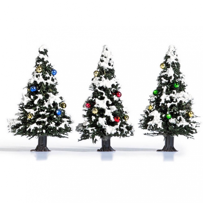 3 petits Sapins de Noël décorés - HO 1/87 - BUSCH 6464