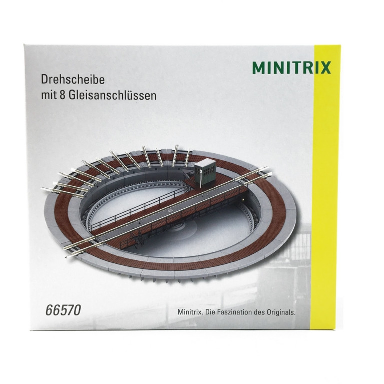 Plateau tournant avec 8 connexions de voie-N 1/160-MINITRIX 66570