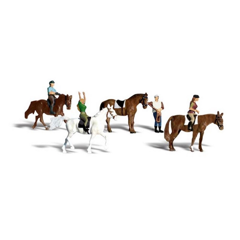 Noch - 36630 - Cavaliers - Lot De 4 Figurines + 4 Chevaux - Modélisme Ferroviaire - Dès 14 Ans