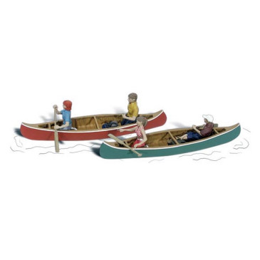 4 Kayakistes + Canoë-HO 1/87-WOODLAND SCENICS A1918