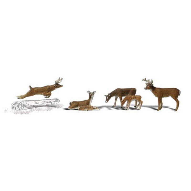 6 Cerfs-HO 1/87-WOODLAND SCENICS A1884