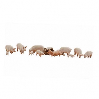 12 Cochons / Porcs "Yorkshire"-HO 1/87-WOODLAND SCENICS A1957