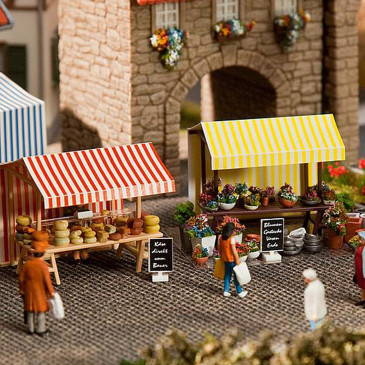 Stands fleurs et fromages HO FALLER 180614 modelisme ferroviaire  neuf FALLER