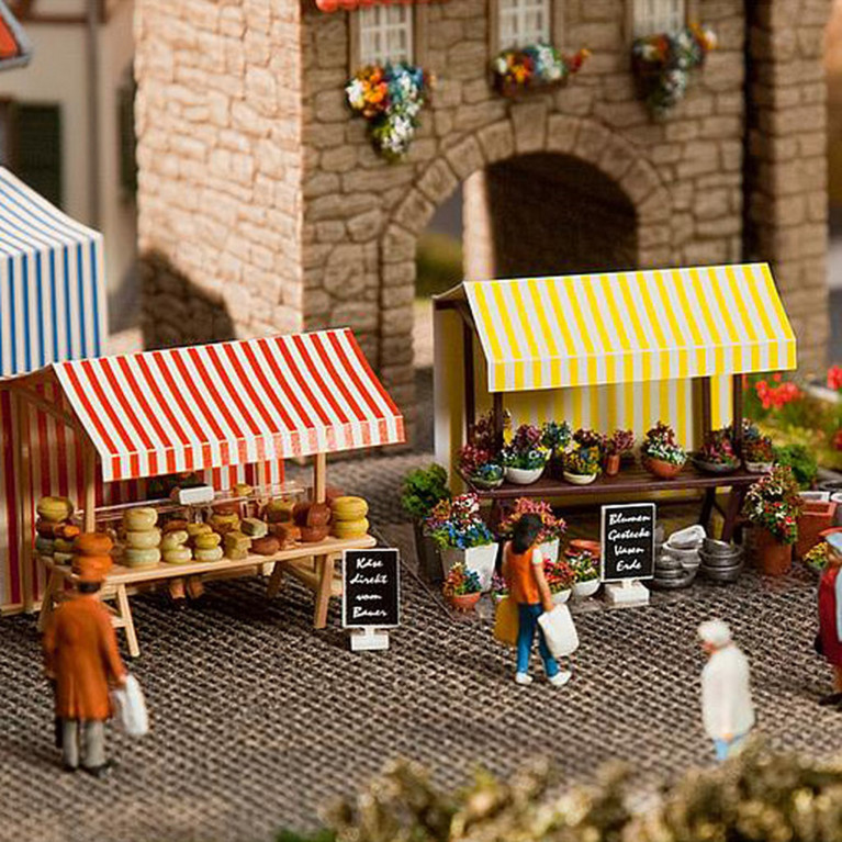 Stands fleurs et fromages HO FALLER 180614 modelisme ferroviaire  neuf FALLER