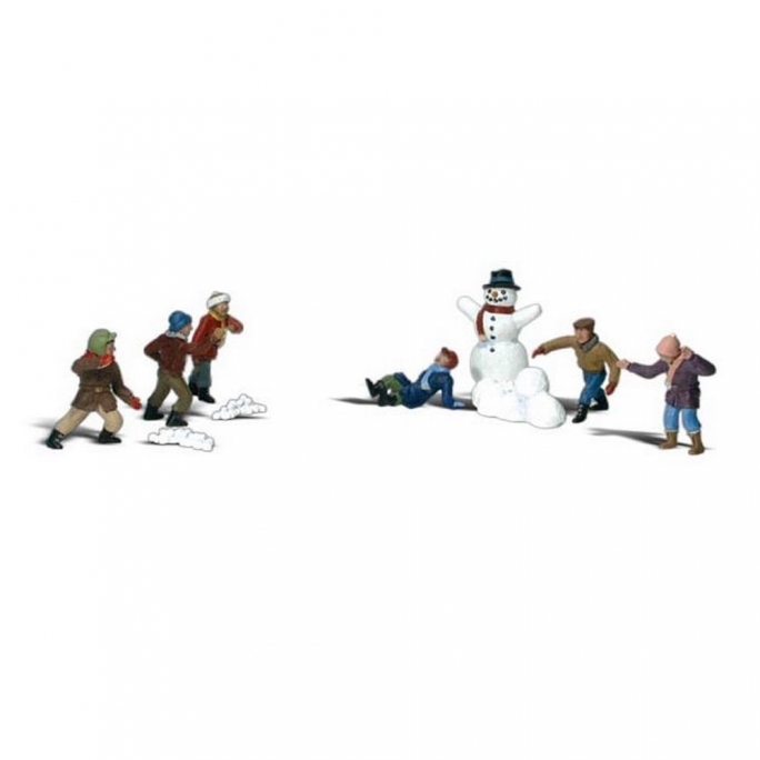 6 enfants + 1 Bonhomme de neige-N 1/160-WOODLAND SCENICS A2183