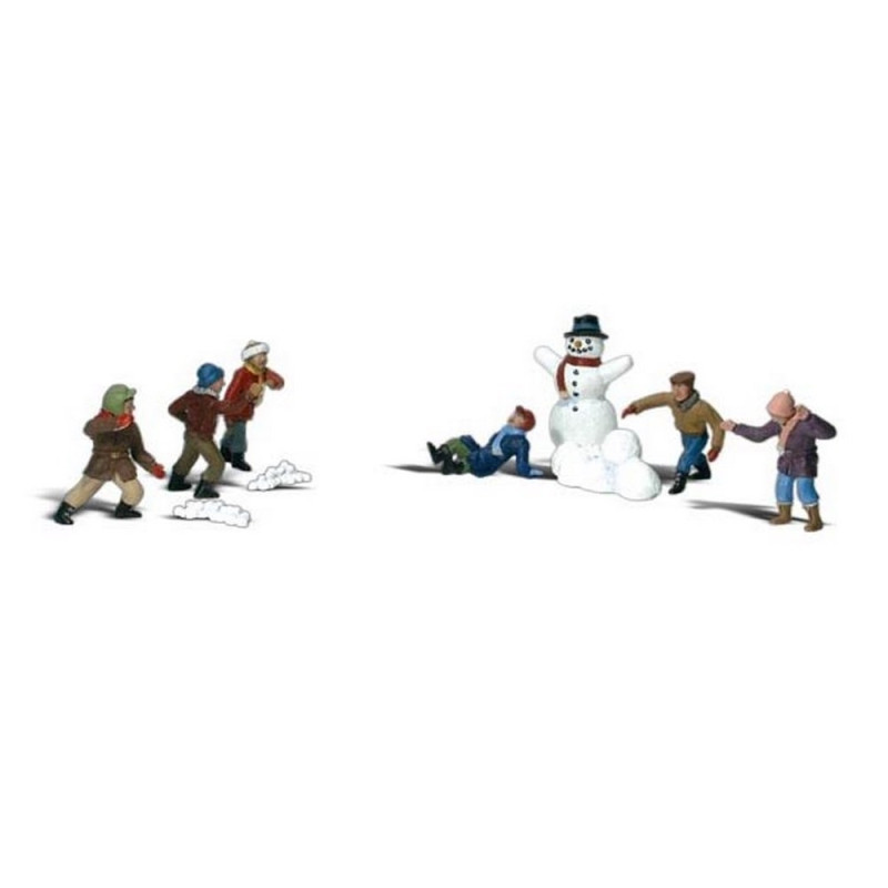 6 enfants + 1 Bonhomme de neige-N 1/160-WOODLAND SCENICS A2183