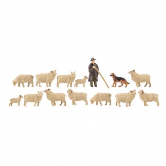 Berger avec chiens et Moutons -HO 1/87-FALLER 151901