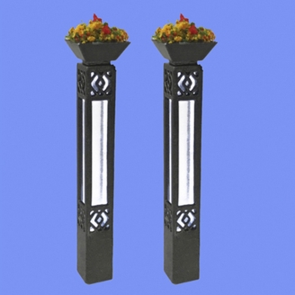 2 colonnes d'éclairage fleuries-HO-1/87-MABAR 60205HO