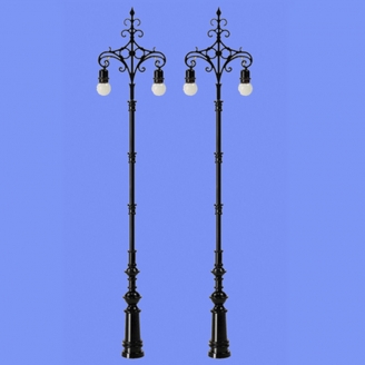 2 lampadaires ornementés classiques-HO 1/87-MABAR 60187HO