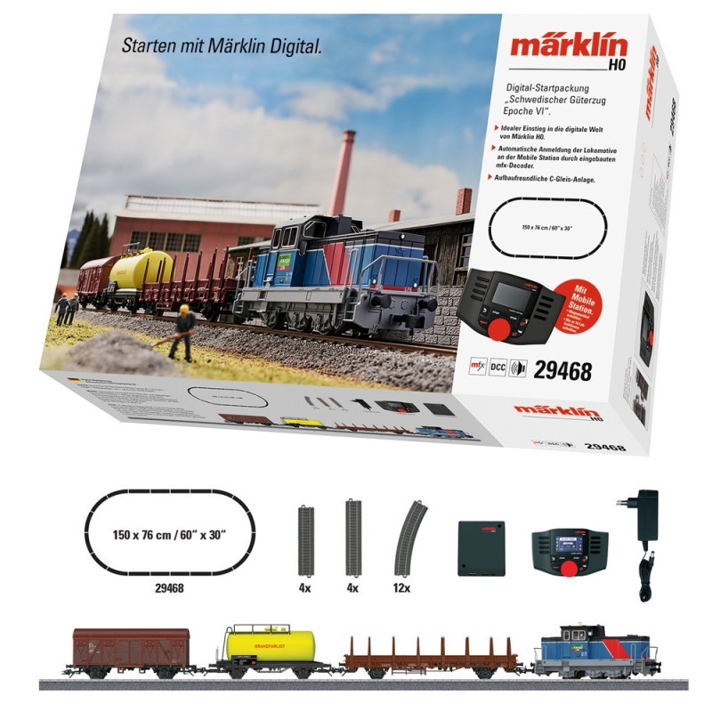 Coffret de démarrage Green Cargo V5 / 4 éléments marchandises Ep VI digital son 3R-HO 1/87-MARKLIN 29468