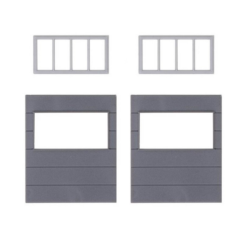 2 éléments de murs avec fenêtres Horizontales - HO 1/87 - FALLER 180891