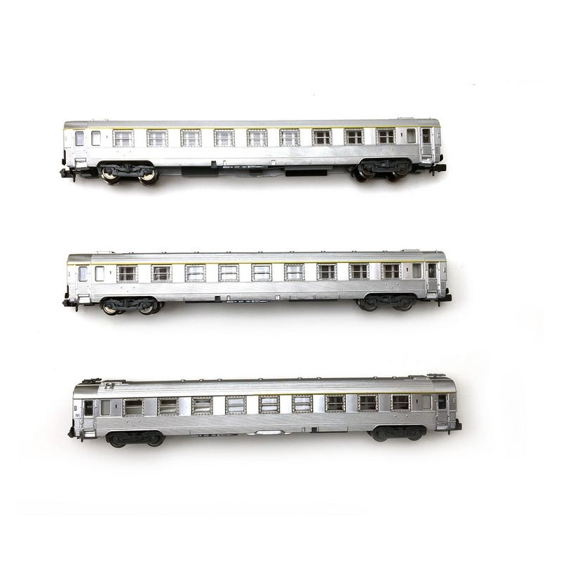 3 voitures Inox "Train Rapide" Ep III SNCF - N 1/160 - ARNOLD HN4321