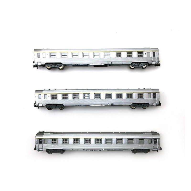 3 voitures Inox "Train Rapide" Ep III SNCF - N 1/160 - ARNOLD HN4321