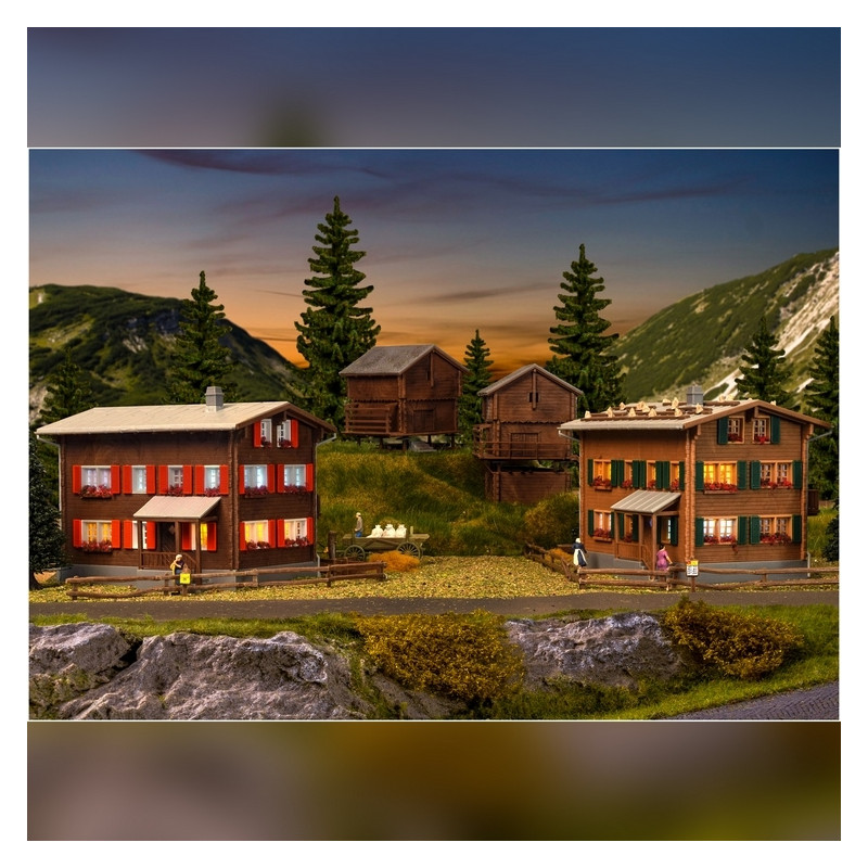 Coffret de 4 bâtiments Walserdorf-HO-1/87-KIBRI 39495