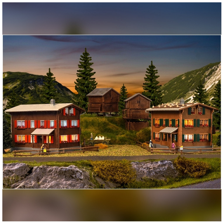 Coffret de 4 bâtiments Walserdorf-HO-1/87-KIBRI 39495