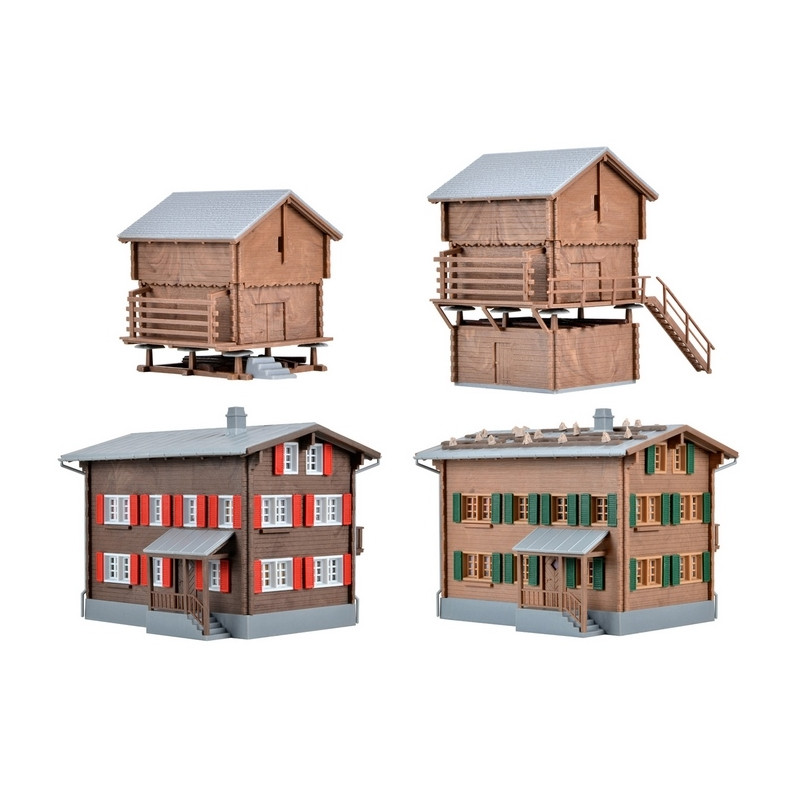Coffret de 4 bâtiments Walserdorf-HO-1/87-KIBRI 39495