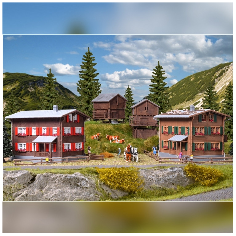 Coffret de 4 bâtiments Walserdorf-HO-1/87-KIBRI 39495