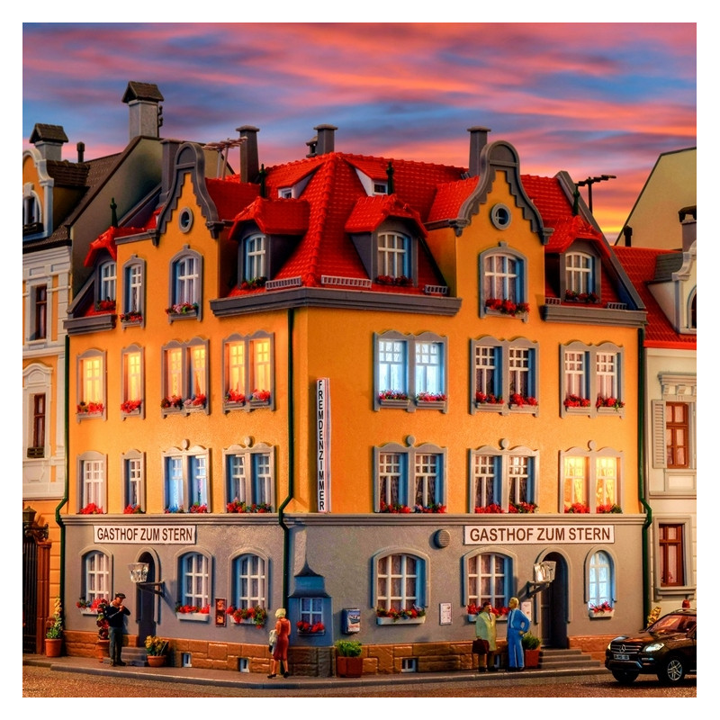 Maison d'angle avec kit d'éclairage-HO 1/87-KIBRI 38350