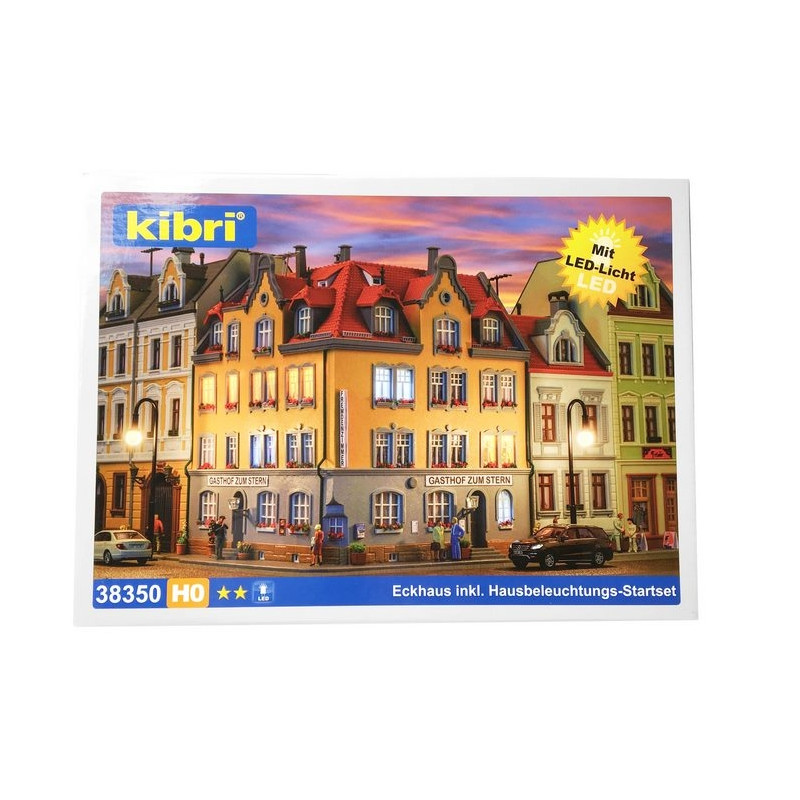Maison d'angle avec kit d'éclairage-HO 1/87-KIBRI 38350