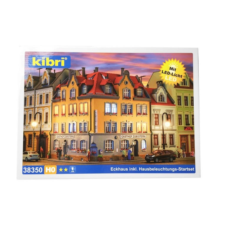 Maison d'angle avec kit d'éclairage-HO 1/87-KIBRI 38350