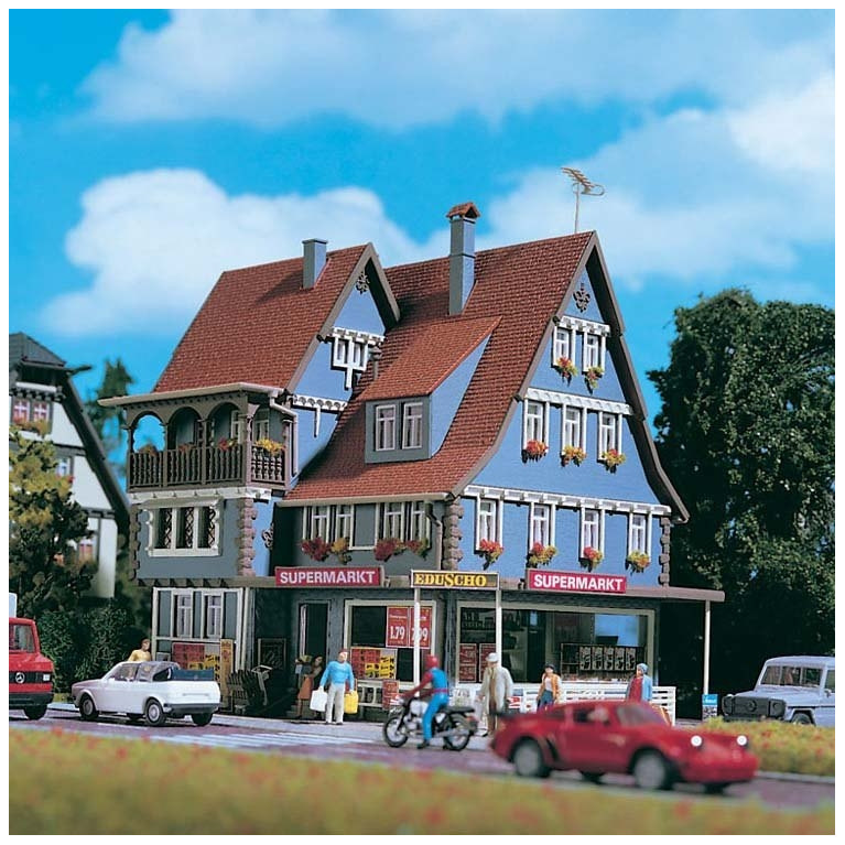 Superette allemande, aménagement et kit d'éclairage-HO-1/87-VOLLMER 43660