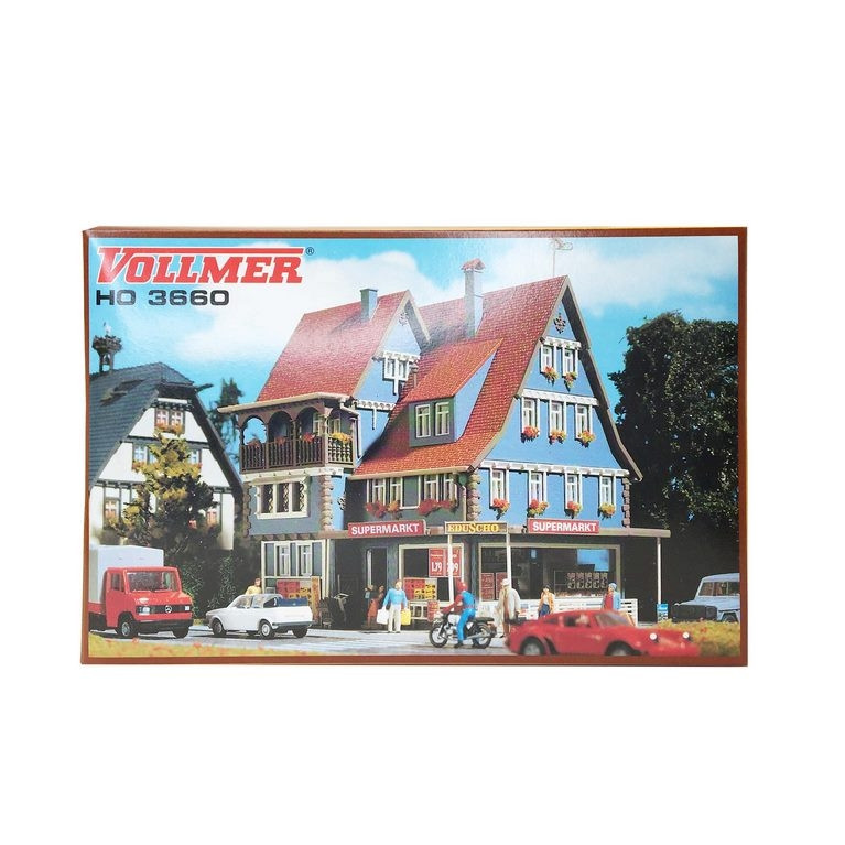 Superette allemande, aménagement et kit d'éclairage-HO-1/87-VOLLMER 43660
