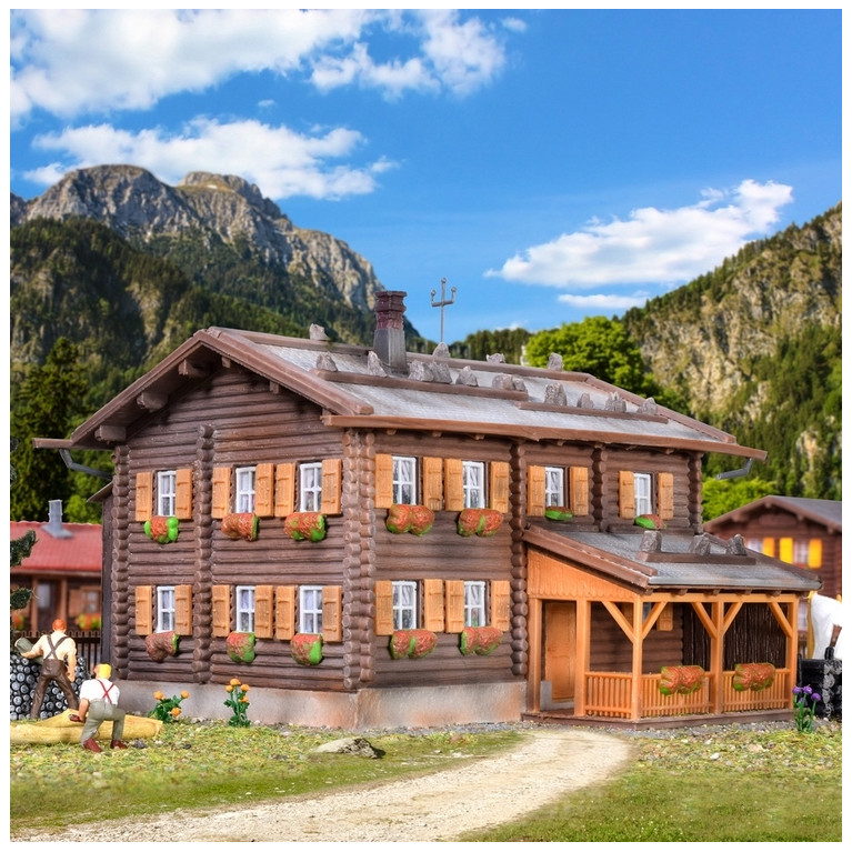 Grand chalet avec kit d'éclairage Led-HO 1/87-KIBRI 38004