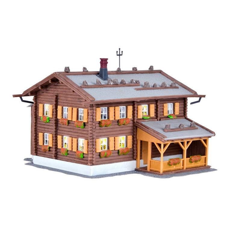 Grand chalet avec kit d'éclairage Led-HO 1/87-KIBRI 38004