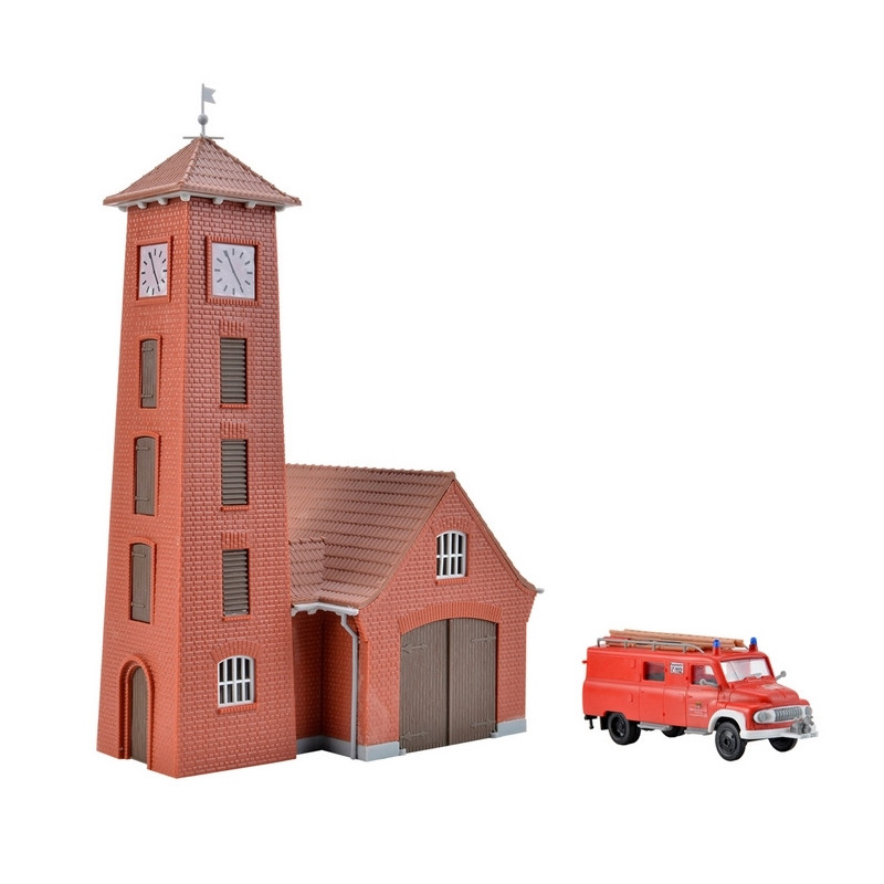 Petite Caserne de pompiers + camion Ford FK 2500-HO 1/87-KIBRI 39210