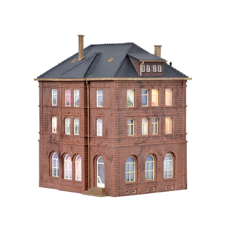 Bâtiment ferroviaire avec kit d'éclairage LED-HO 1/87-KIBRI 38199