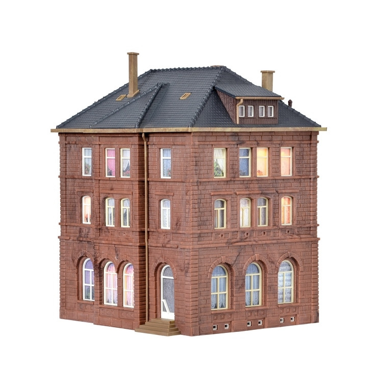 Bâtiment ferroviaire avec kit d'éclairage LED-HO 1/87-KIBRI 38199