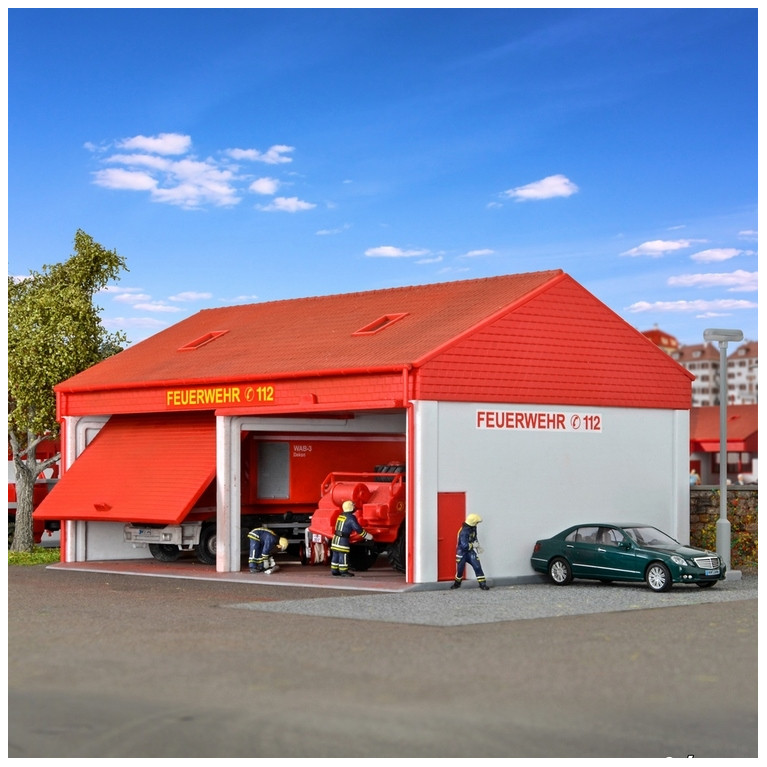 Remise / Garage pour véhicules de pompiers-HO 1/87-KIBRI 38542