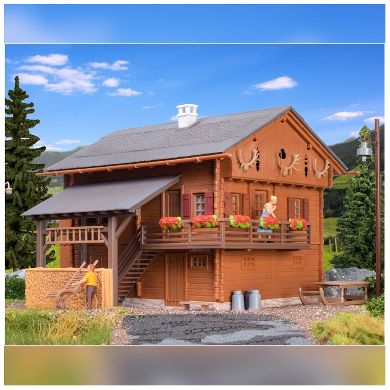 Chalet avec kit d'éclairage Led-HO 1/87-KIBRI 38011