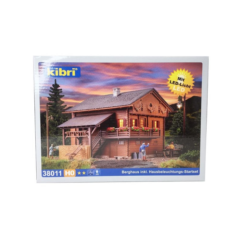 Chalet avec kit d'éclairage Led-HO 1/87-KIBRI 38011