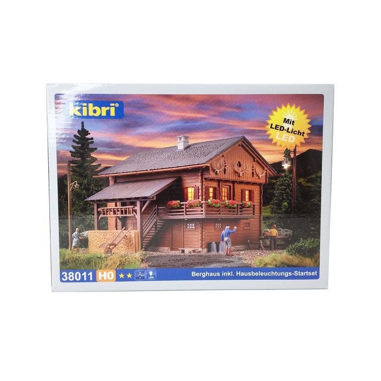 Chalet avec kit d'éclairage Led-HO 1/87-KIBRI 38011