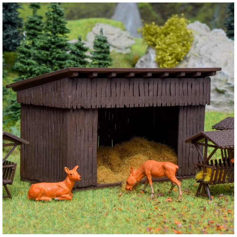 Abri, mangeoires et foin pour animaux-HO 1/87-VOLLMER 43798