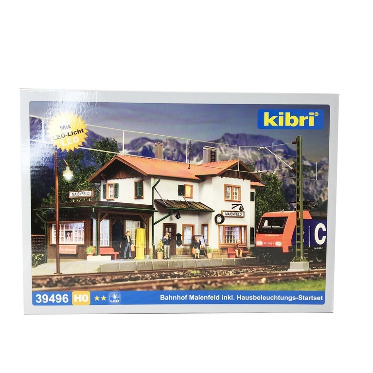 Gare type Maienfeld avec kit d'éclairage Led-HO 1/87-KIBRI 39496