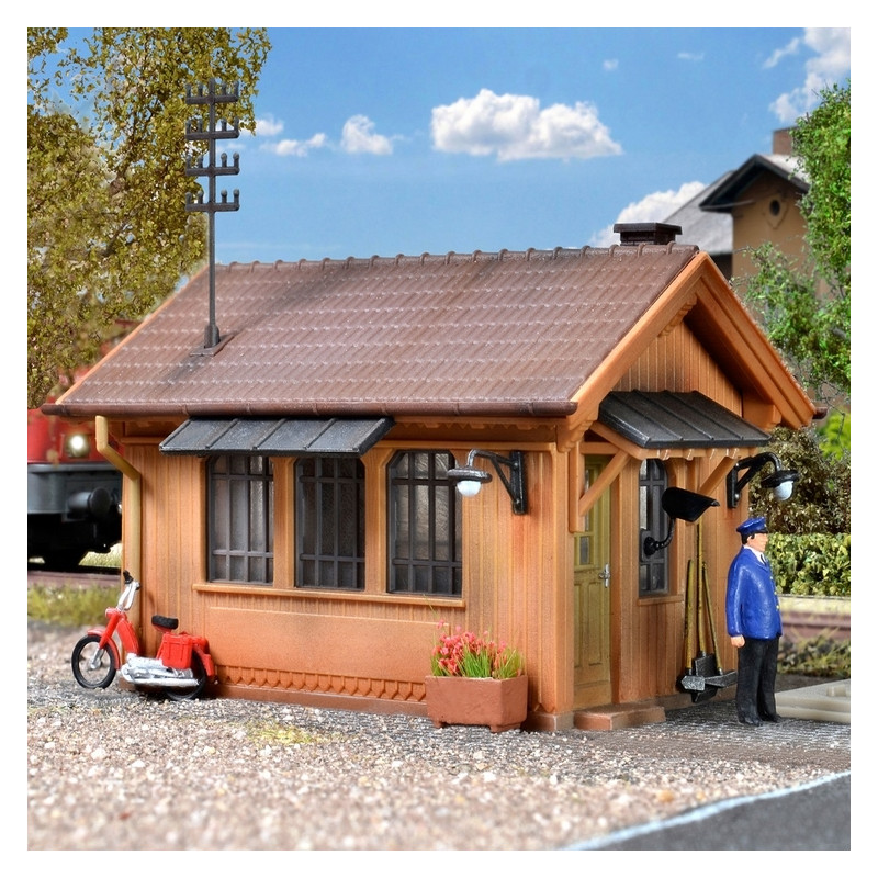 Maison de garde barrières avec kit d'éclairage Led-HO 1/87-KIBRI 39309