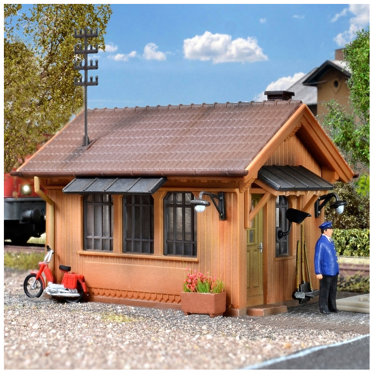 Maison de garde barrières avec kit d'éclairage Led-HO 1/87-KIBRI 39309