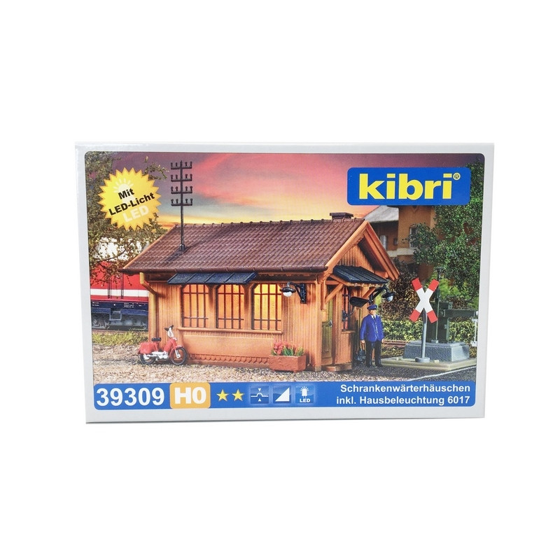 Maison de garde barrières avec kit d'éclairage Led-HO 1/87-KIBRI 39309