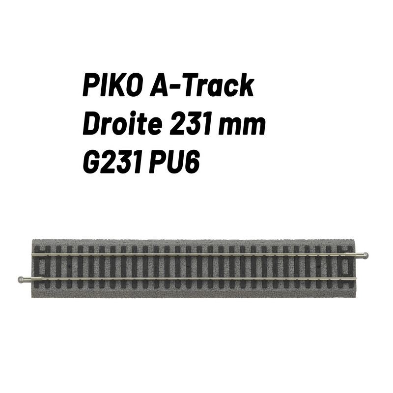 Rail Droit 231 mm avec ballast-HO 1/87-PIKO 55401