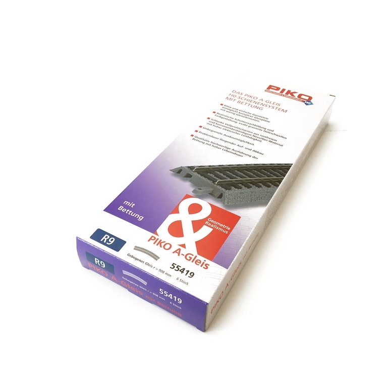 Rail courbe R9 908 mm avec ballast-HO 1/87-PIKO 55419