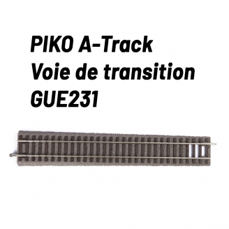 Rail droit de transition 231 mm avec ballast-HO 1/87-PIKO 55434