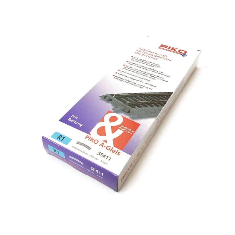 Rail courbe R1 360 mm avec ballast-HO 1/87-PIKO 55411
