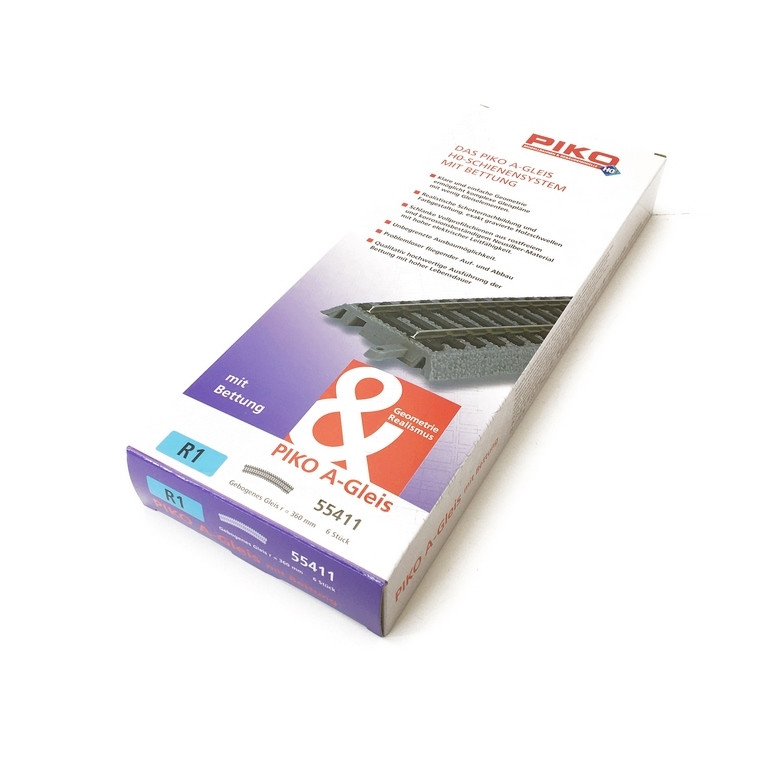 Rail courbe R1 360 mm avec ballast-HO 1/87-PIKO 55411